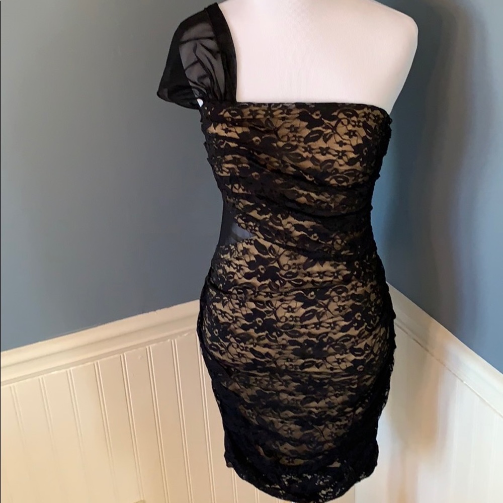B Darlin Black Lace Body Con Party Dress Size 7/8